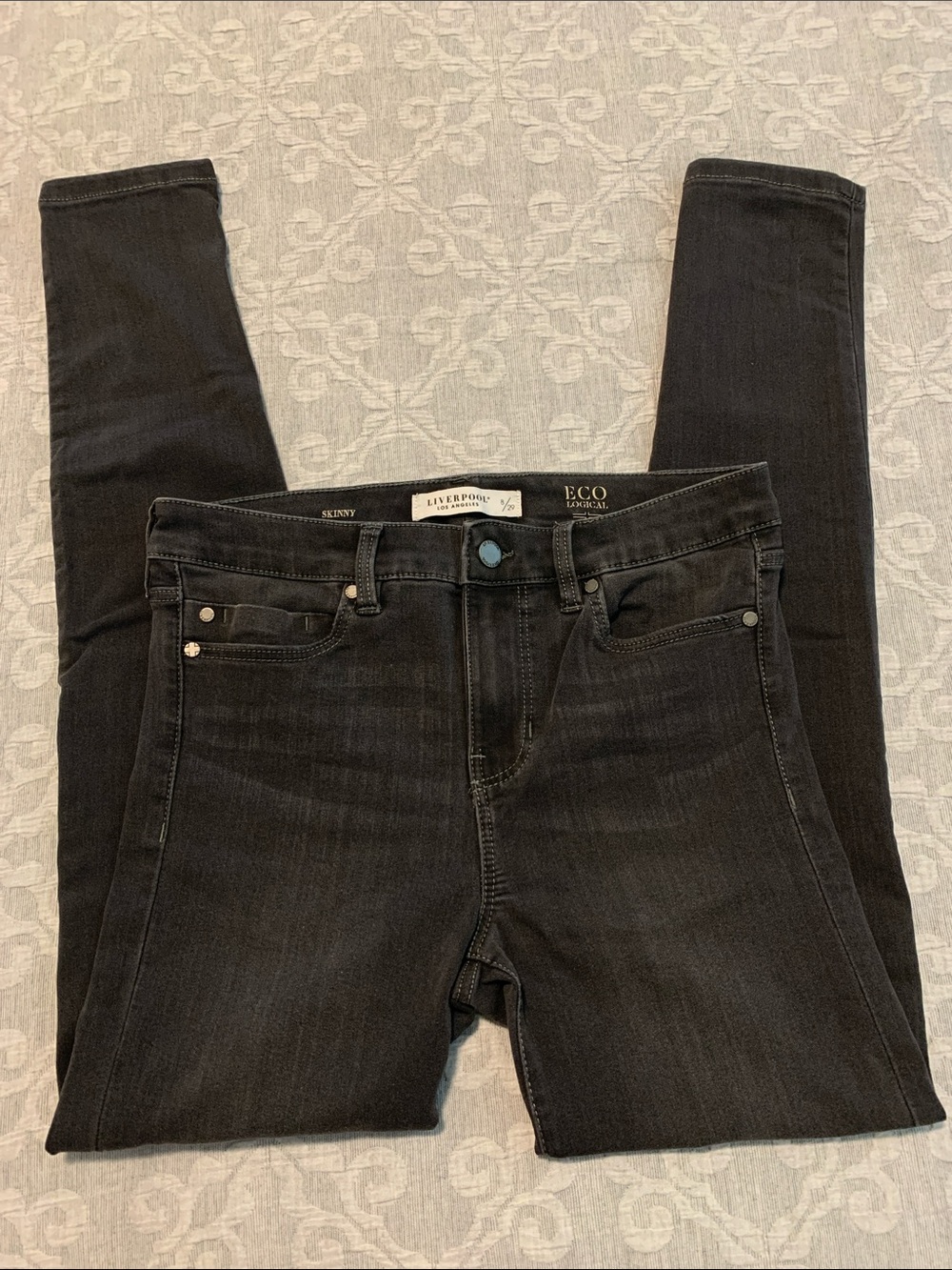 Liverpool Womens Skinny Jeans - Charcoal Black Wash (Size 8/29)